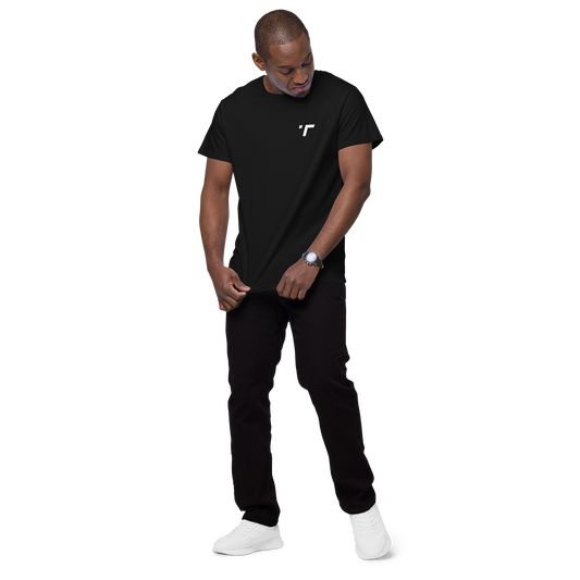 Plain black t-shirt with a minimalist design, made from 100% organic cotton