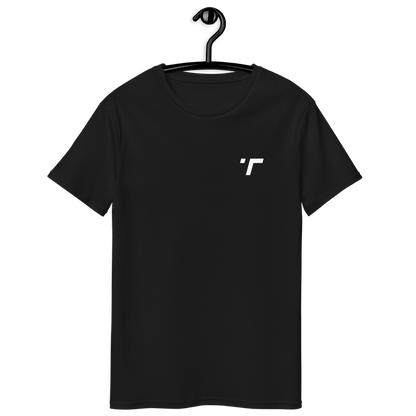 Plain black t-shirt with a minimalist design, made from 100% organic cotton